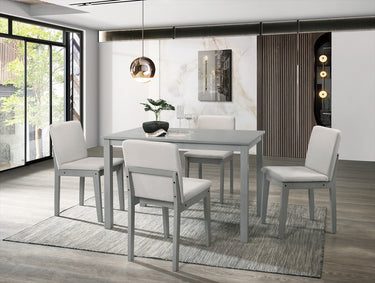 Grey Finish 5 Piece Dining Room Set Dining Table